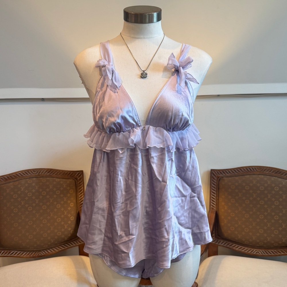 NWT Victoria's Secret Lilac Satin Babydoll Lingerie, Fairycore Cami Set